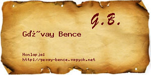 Gévay Bence névjegykártya